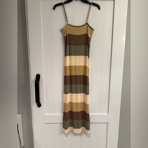 Bucket list Striped Maxi Dress in Earth Tones size L